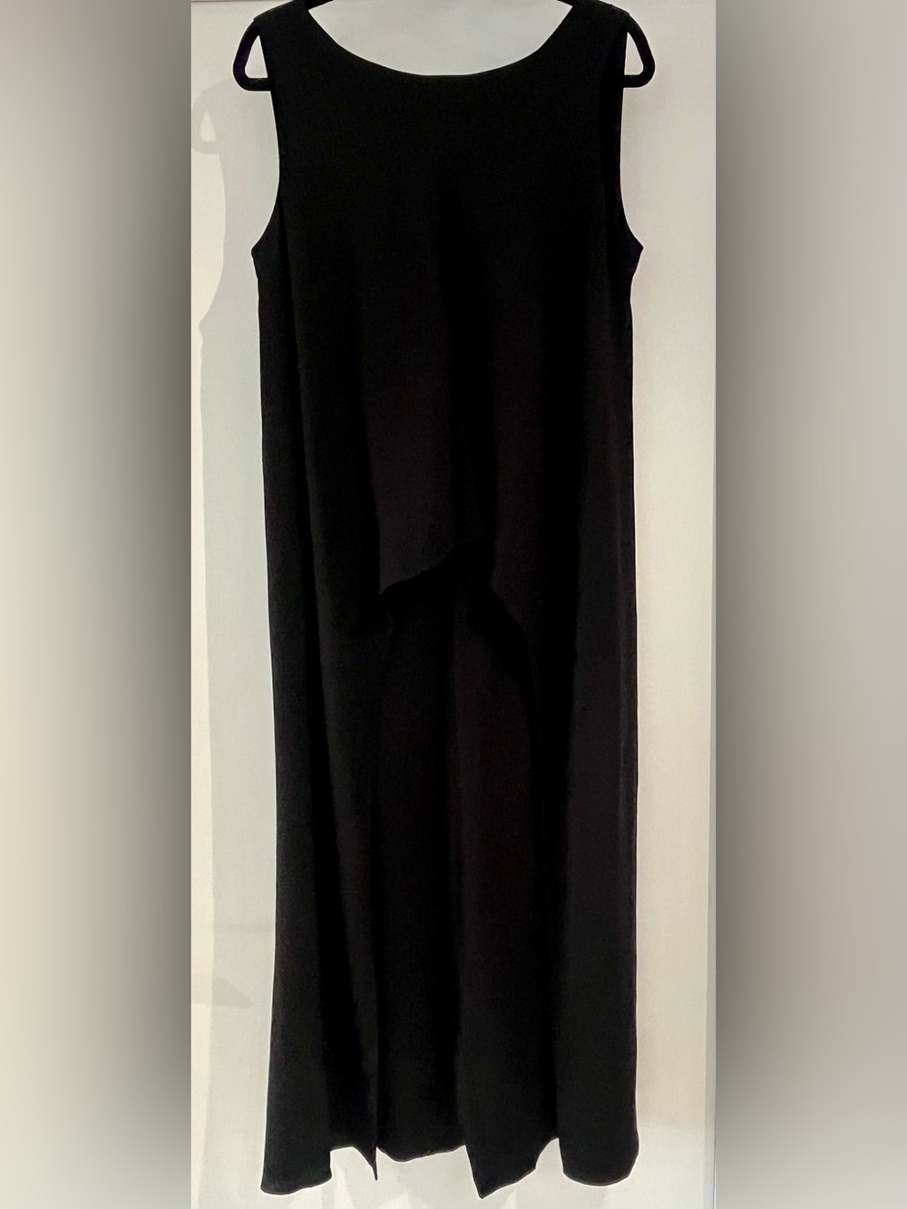 Eileen Fisher Silk Georgette Crepe Drape Overlay Jumpsuit Black Medium - Picture 4 of 12